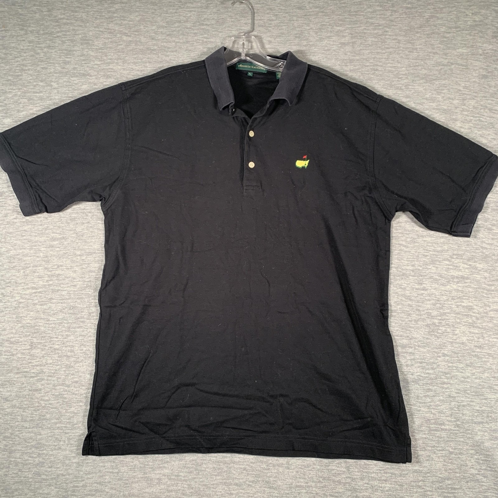 Masters Golf Shirt Mens Large Black Augusta National Polo Pima Cotton Tournament